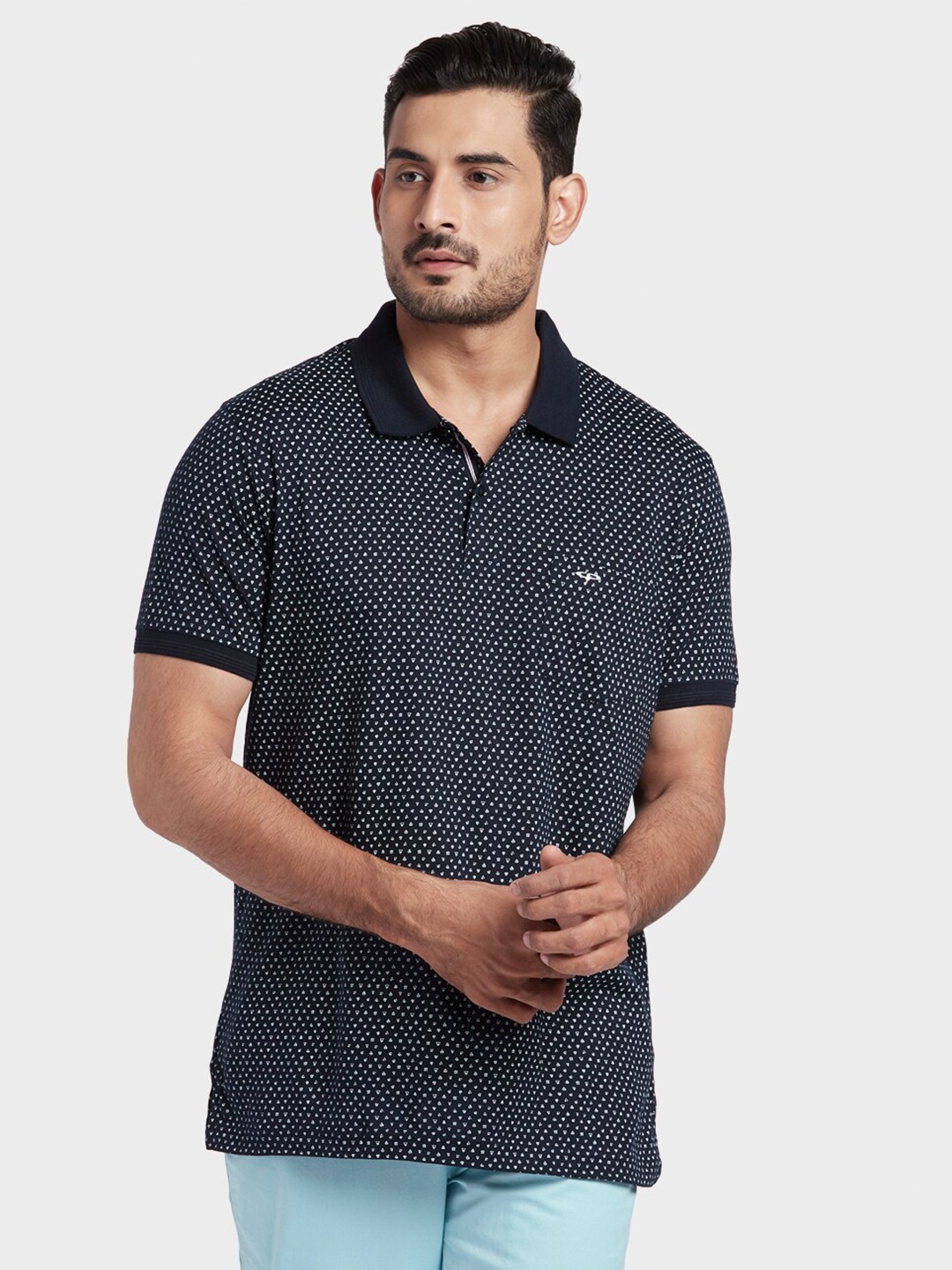 

ColorPlus Men Navy Blue Polo Collar Pockets T-shirt