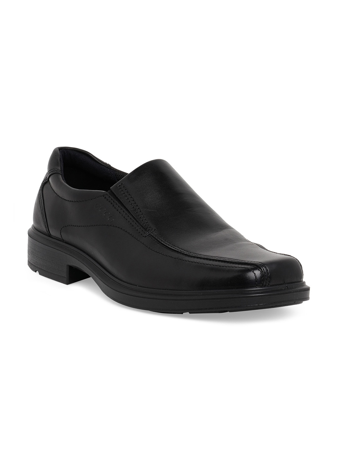 

ECCO Men Black Helsinki Bike Toe Leather Formal Slip-On Shoes