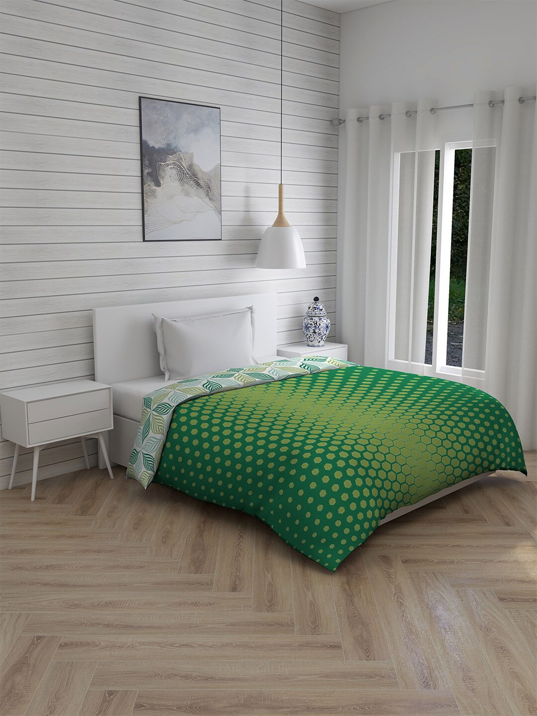 

Layers Blue & Green Geometric AC Room 120 GSM Single Bed Comforter
