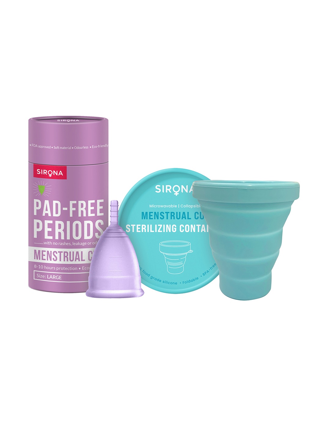 

Sirona Microwave Sterilizer - 1 Unit with Reusable Menstrual Cup - Large, Blue