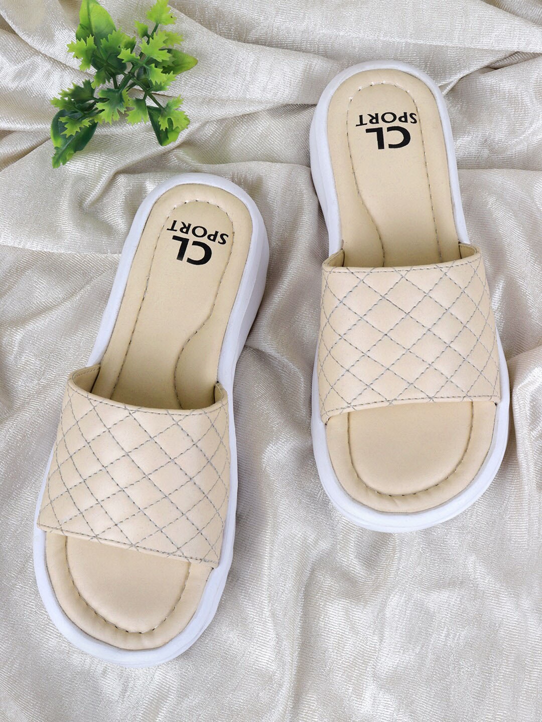 

Carlton London sports Women Beige & White Sliders
