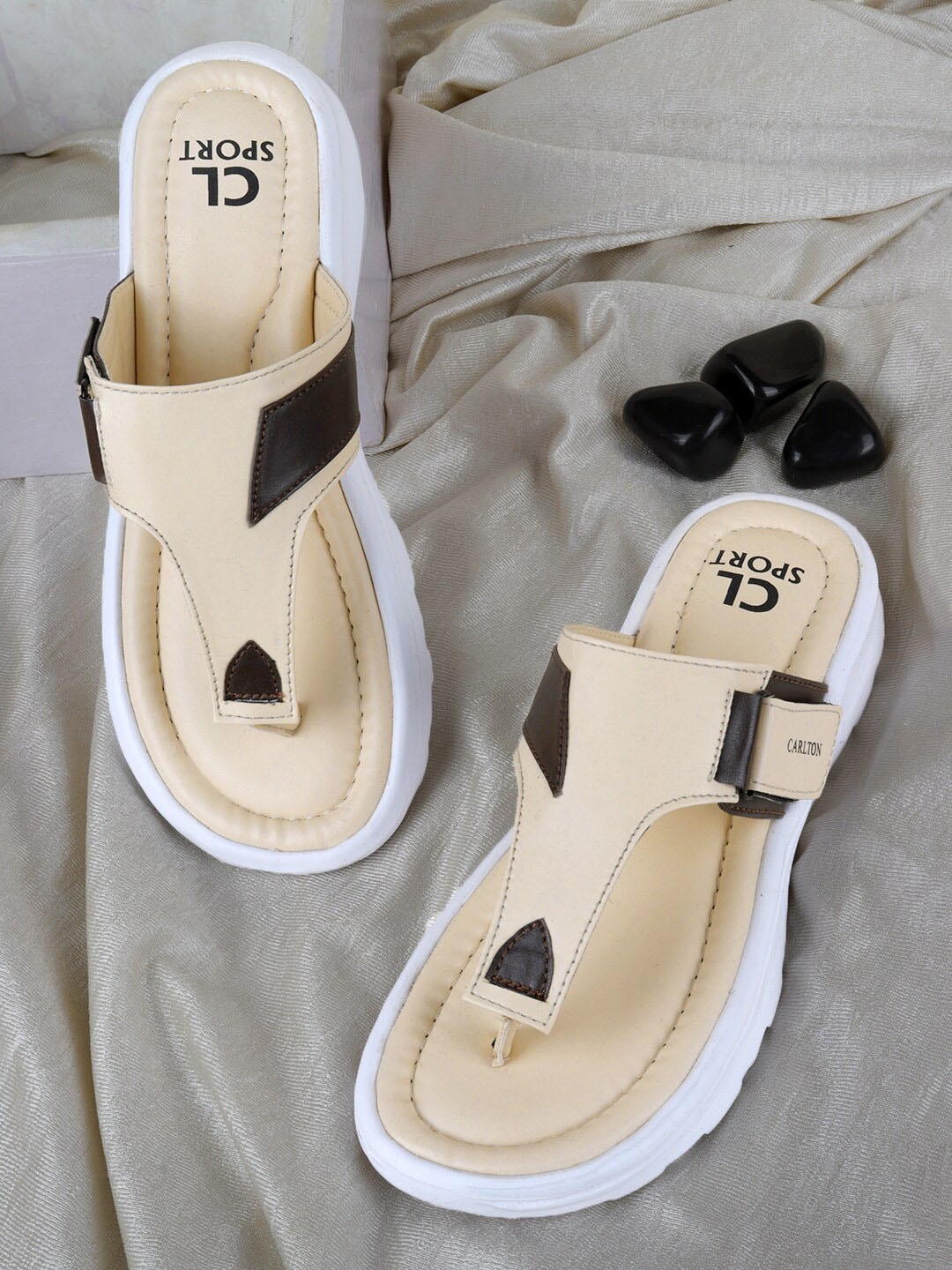 

Carlton London sports Women Beige & Brown Thong Flip-Flops