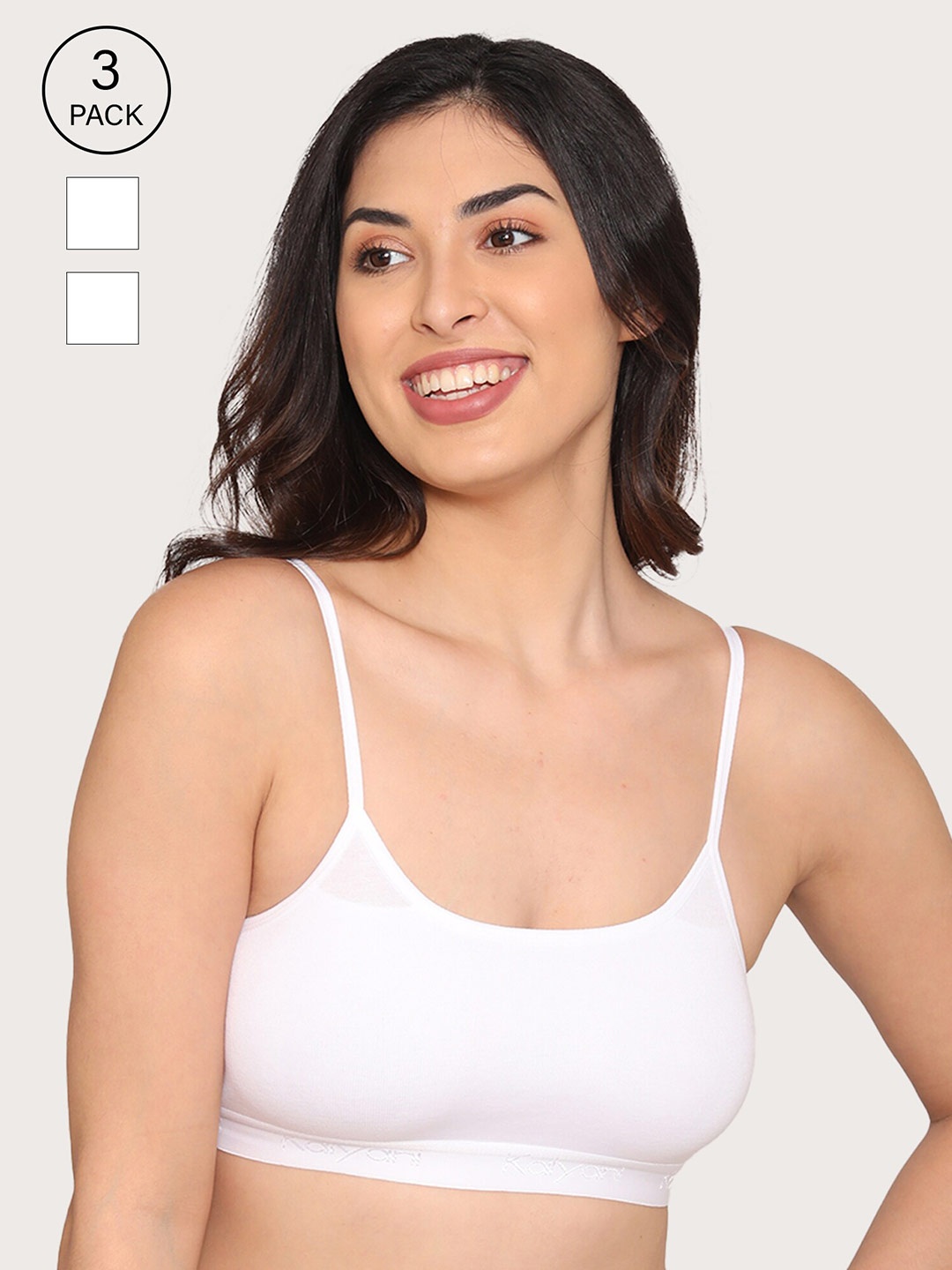 

Kalyani White Pack of 3 Non-Padded Beginners Bra