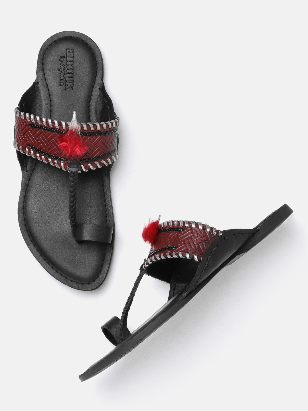 

Anouk Men Maroon Handcrafted Ethnic Leather One-Toe Sandals