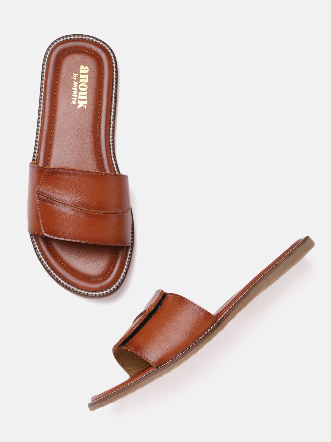 

Anouk Men Tan Brown Solid Leather Handcrafted Comfort Sandals