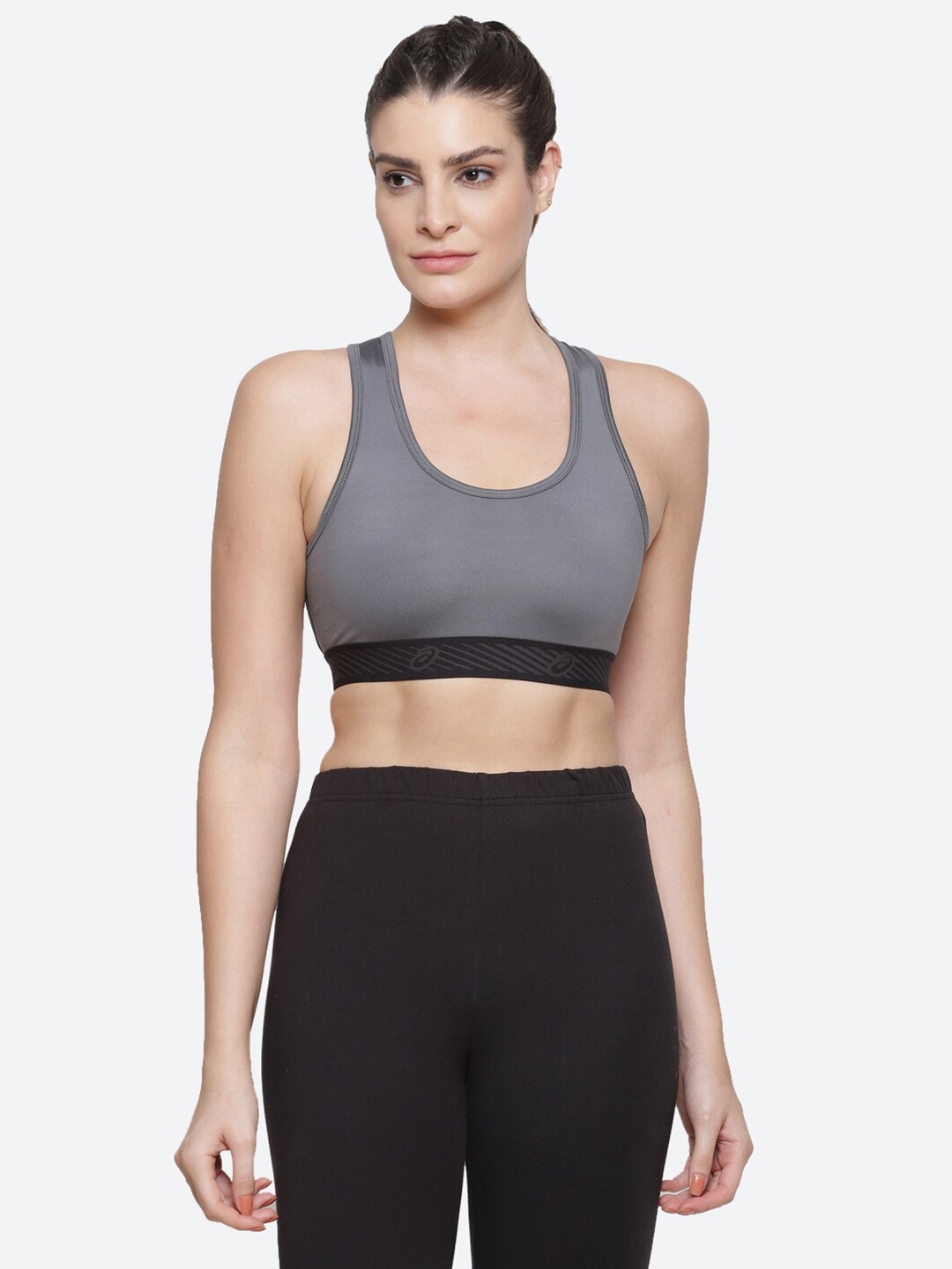 

ASICS Grey Training Bra W Logo Lightly Padded