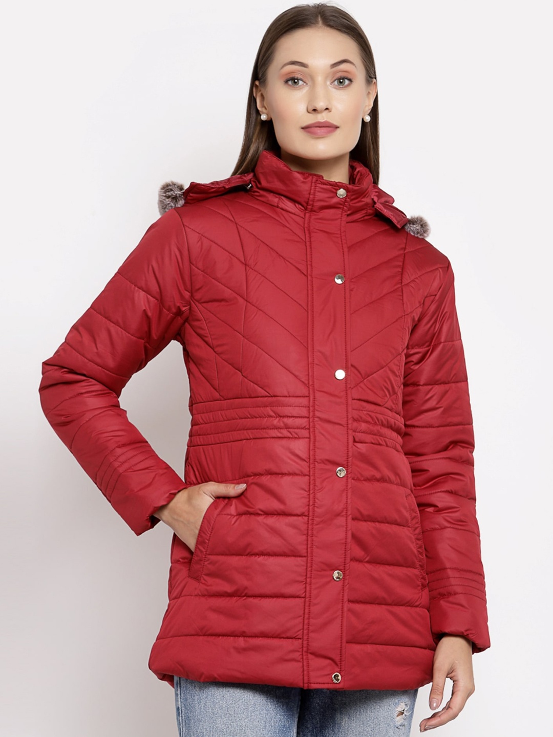 

Juelle Women Red Longline Parka Jacket