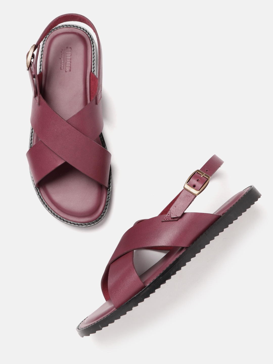 

Anouk Men Maroon Leather Handcrafted Comfort Sandals