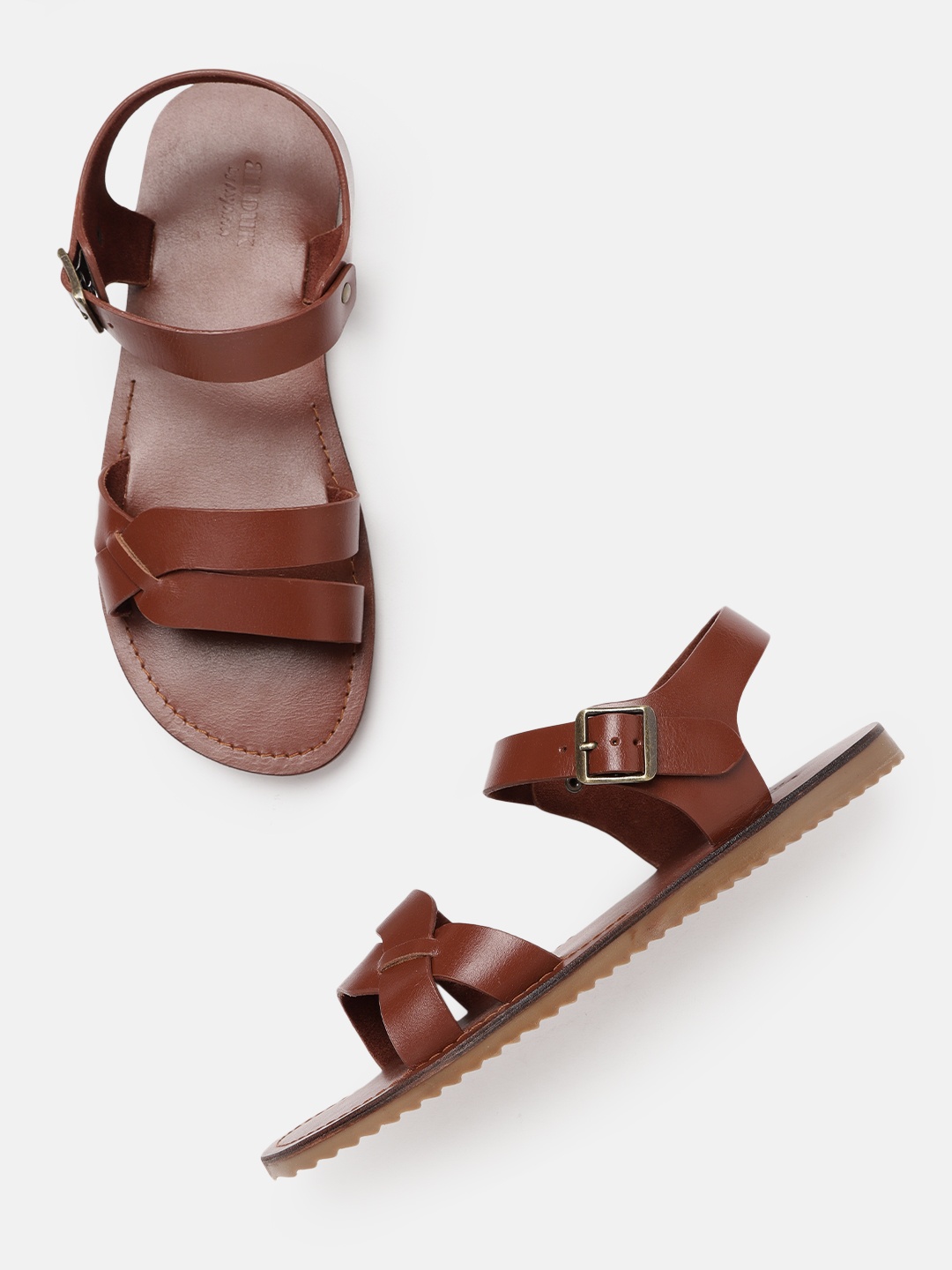 

Anouk Men Tan Brown Solid Leather Handcrafted Comfort Sandals