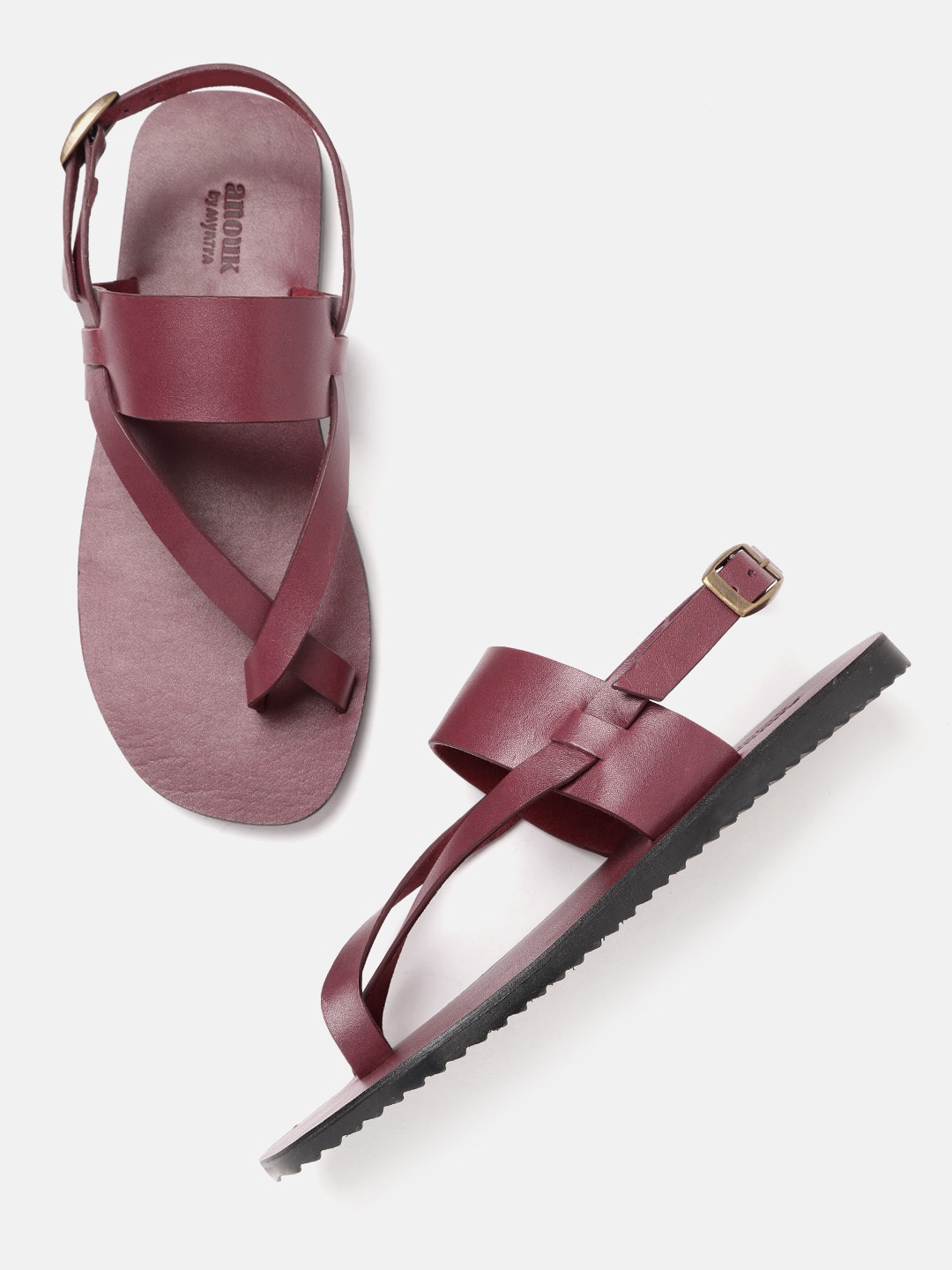 

Anouk Men Burgundy Leather Handcrafted Comfort Sandals