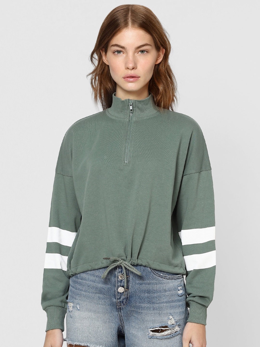 

ONLY Women Green Cotton Sweatshirt