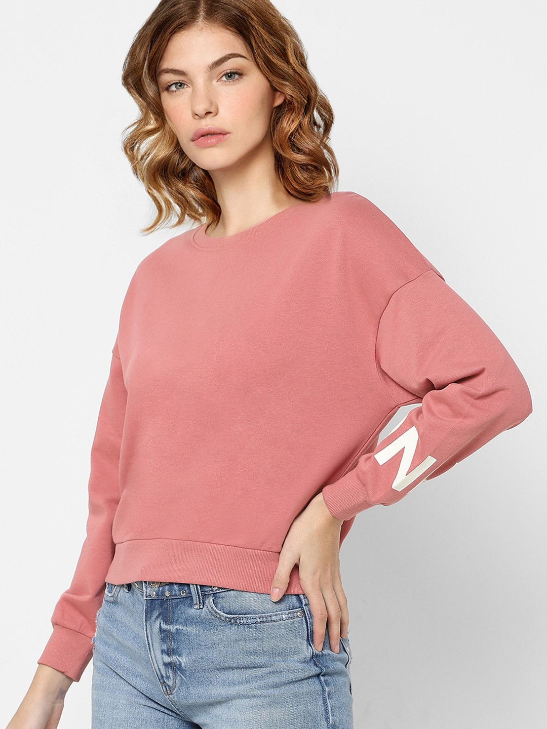 

ONLY Women Pink Cotton Sweatshirt