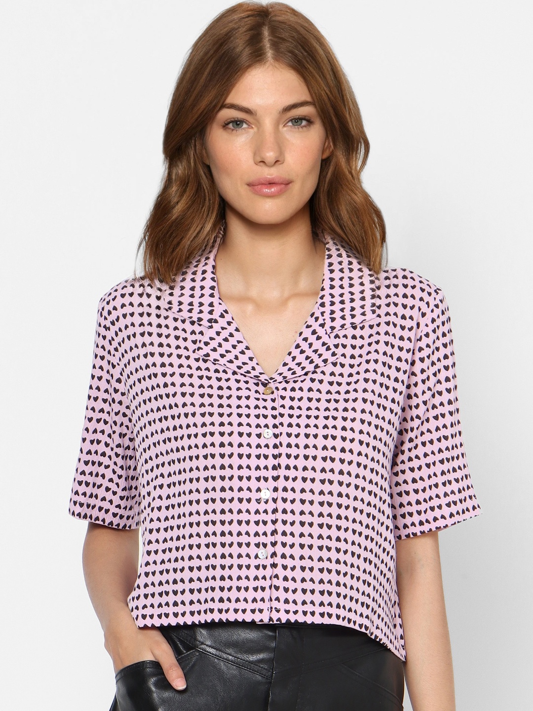 

ONLY Women Lavender Boxy Opaque Printed Casual Shirt