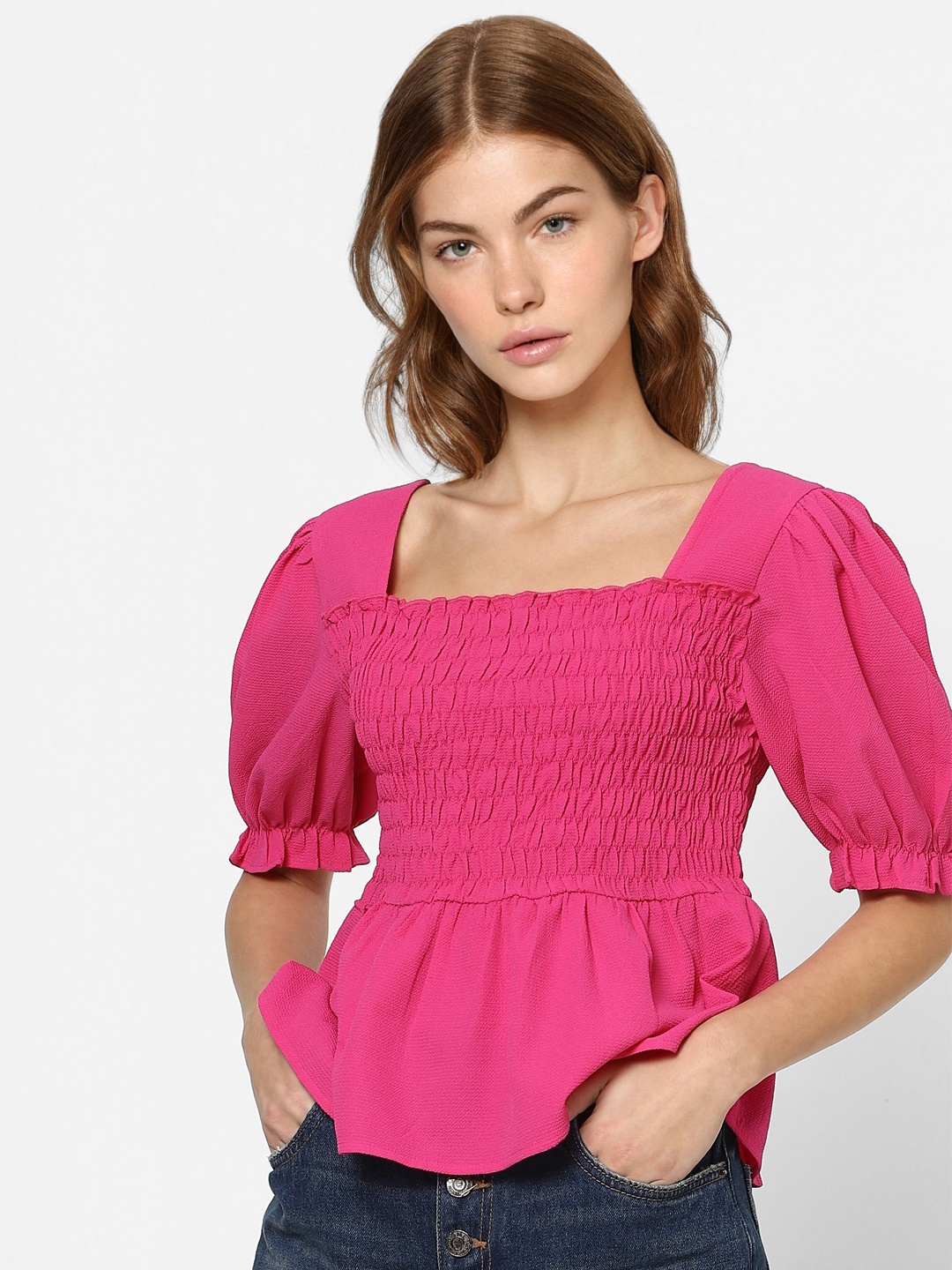 

ONLY Pink A-Line Smocked Top