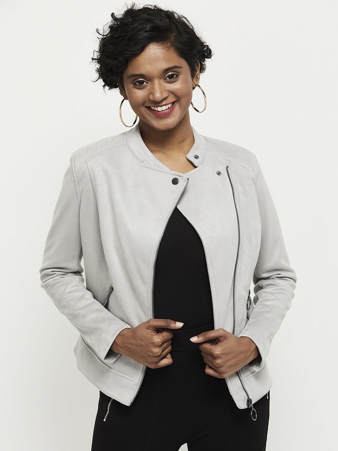 

max Women Grey Windcheater Tailored Jacket