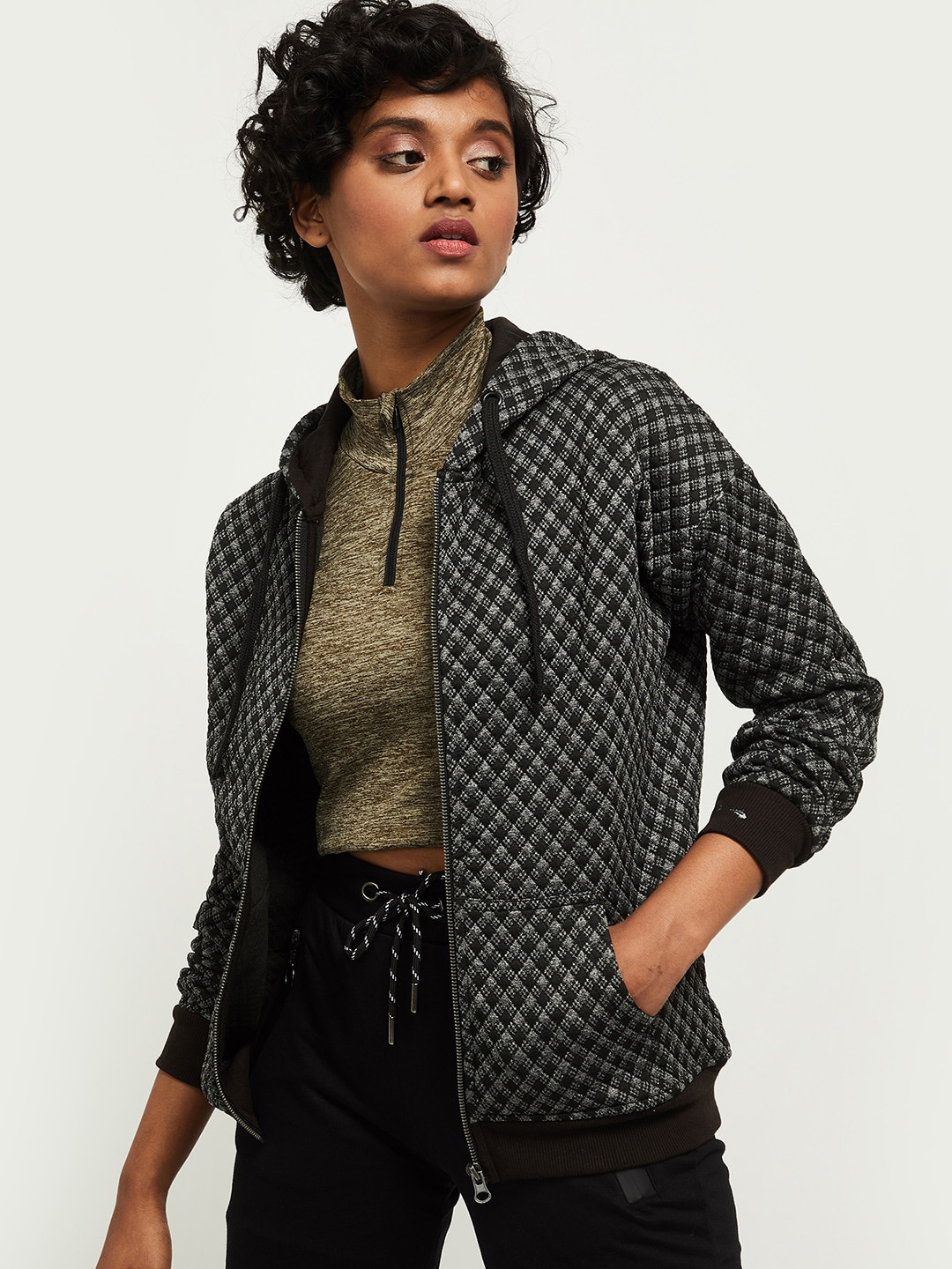 

max Women Grey Windcheater Tailored Jacket