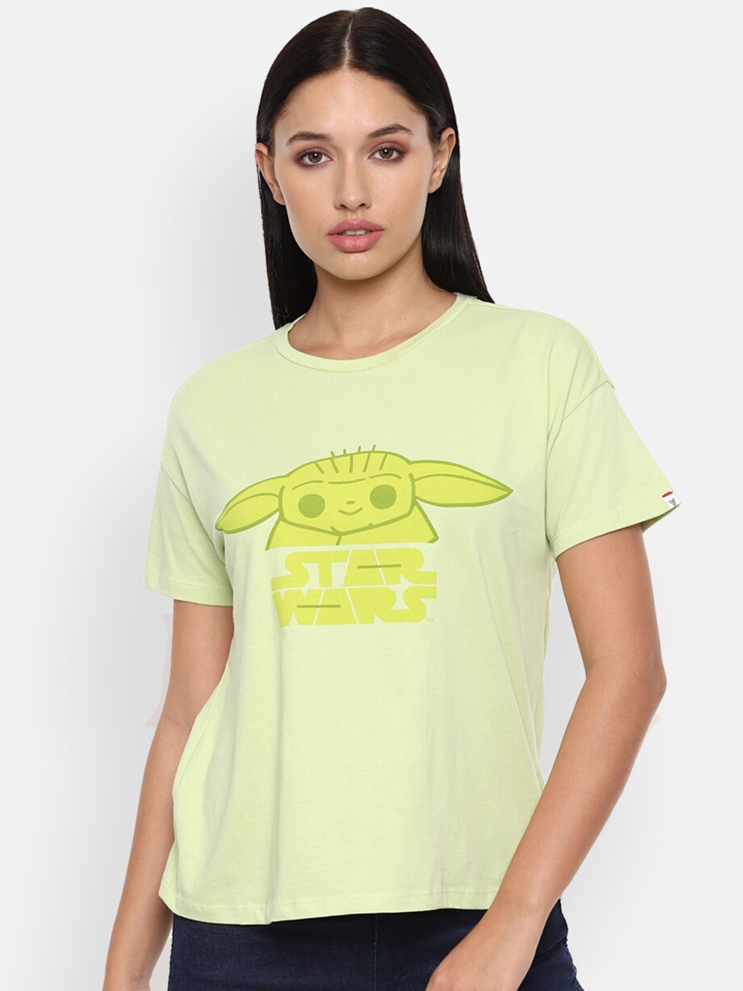 

Van Heusen Woman Pure Cotton Green Star Wars Printed T-shirt