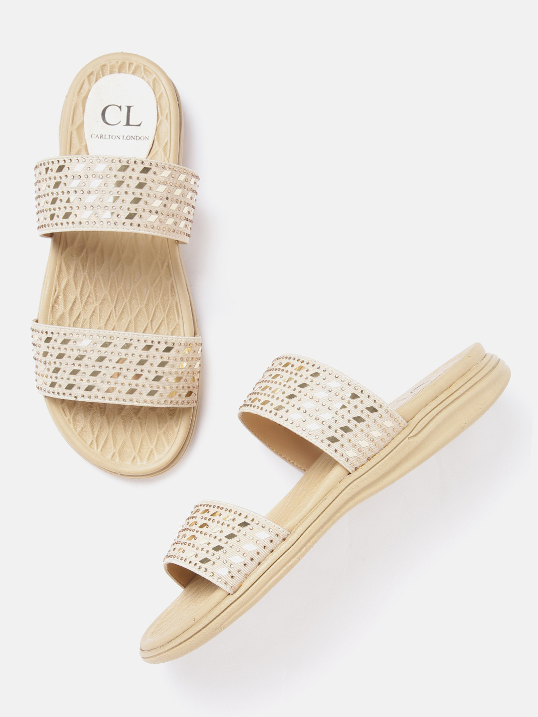 

Carlton London Women Black Embellished Open Toe Flats