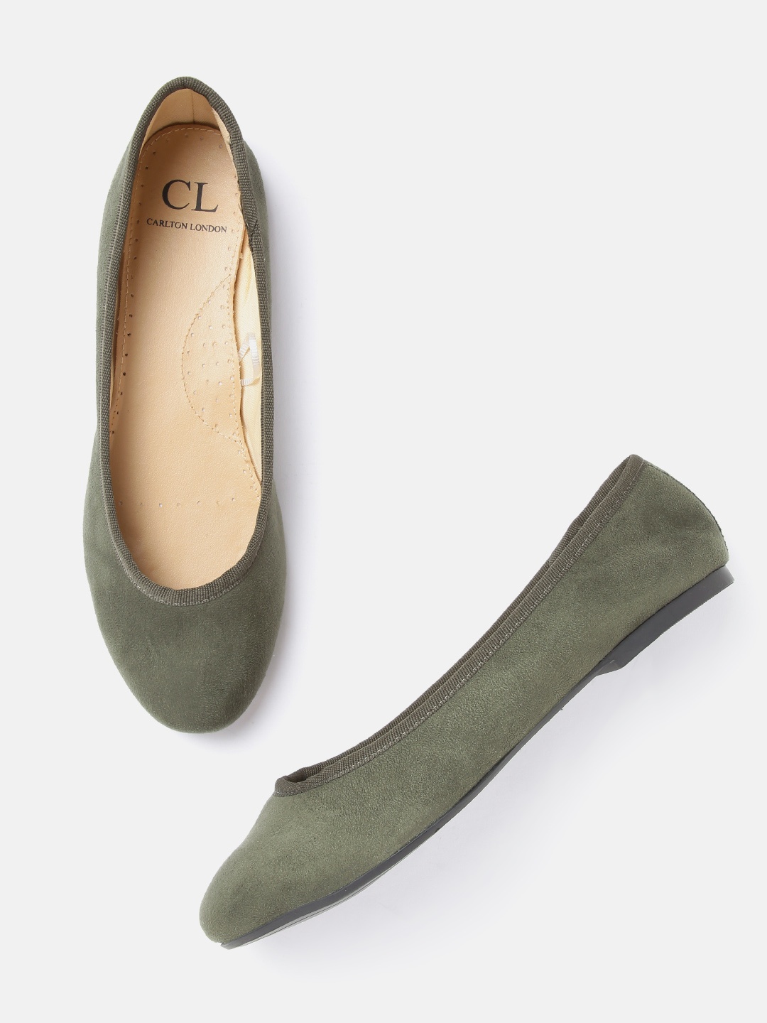 

Carlton London Women Olive Green Solid Ballerinas Flats