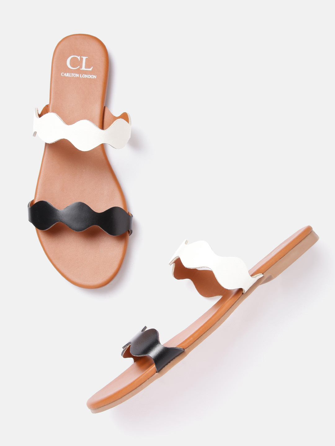 

Carlton London Women Black & White Open Toe Flats