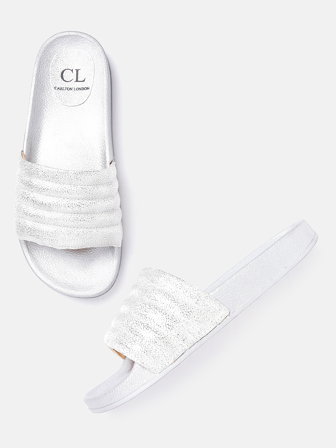 

Carlton London Women Silver-Toned Open Toe Flats