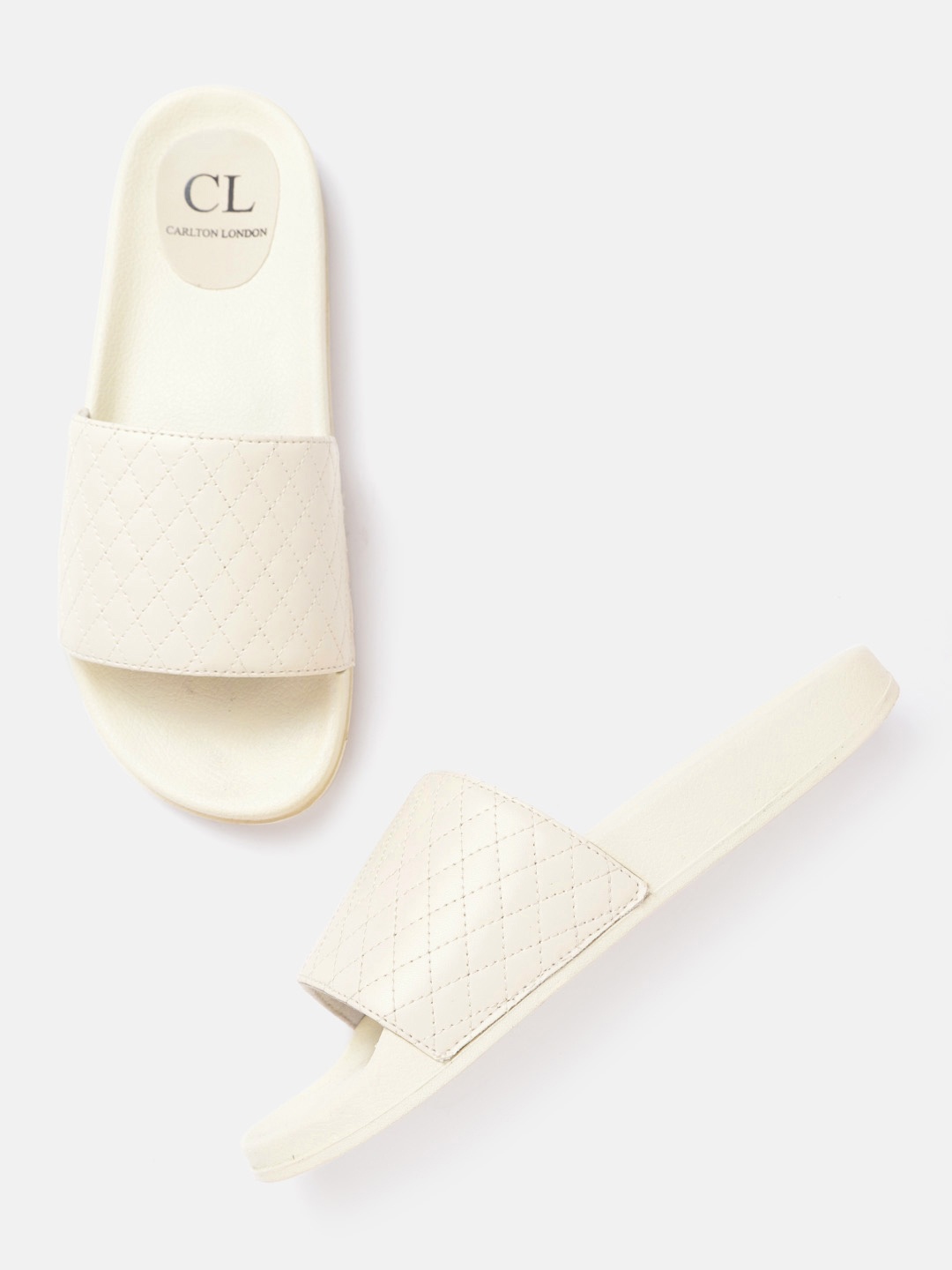 

Carlton London Women Off-White Quilted Open Toe Flats