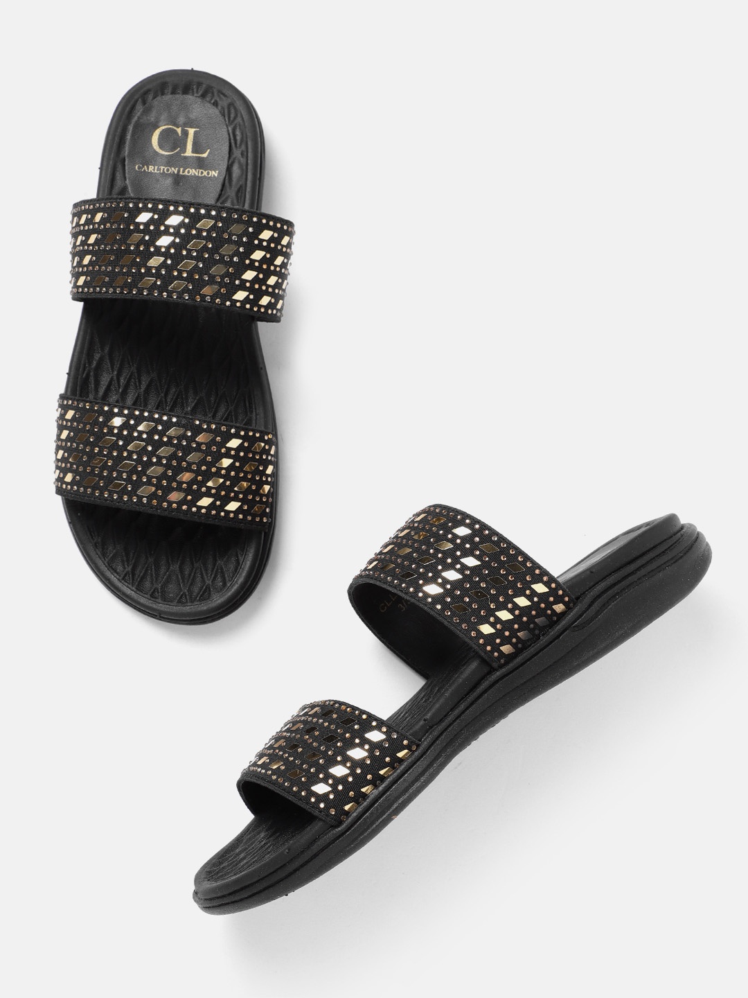 

Carlton London Women Embellished Open Toe Flats, Black