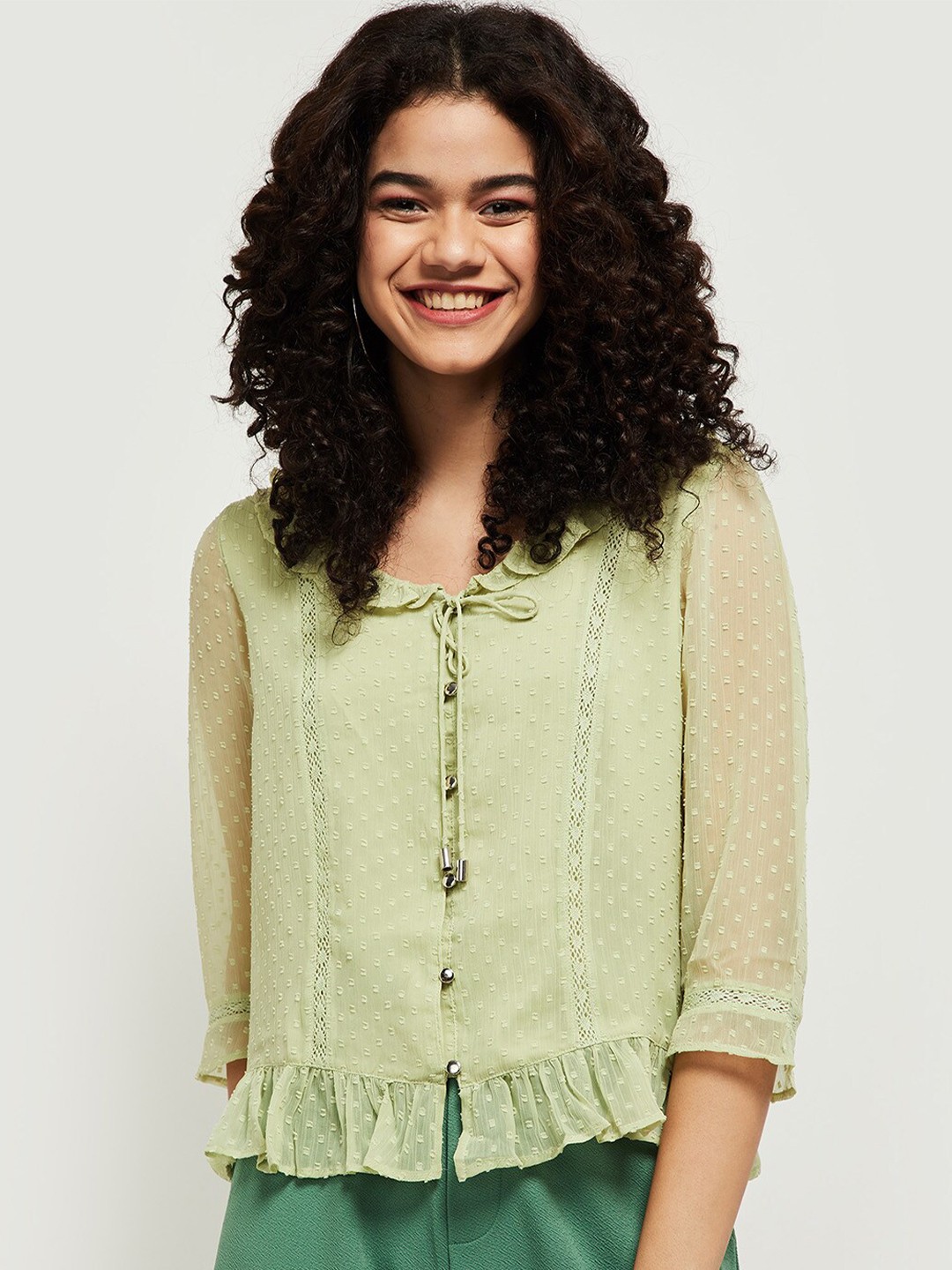 

max Green Shirt Style Top