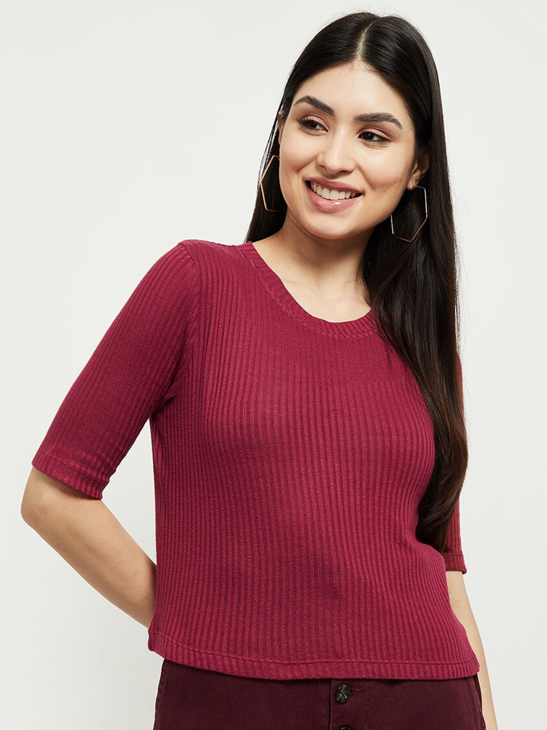 

max Maroon Regular Top
