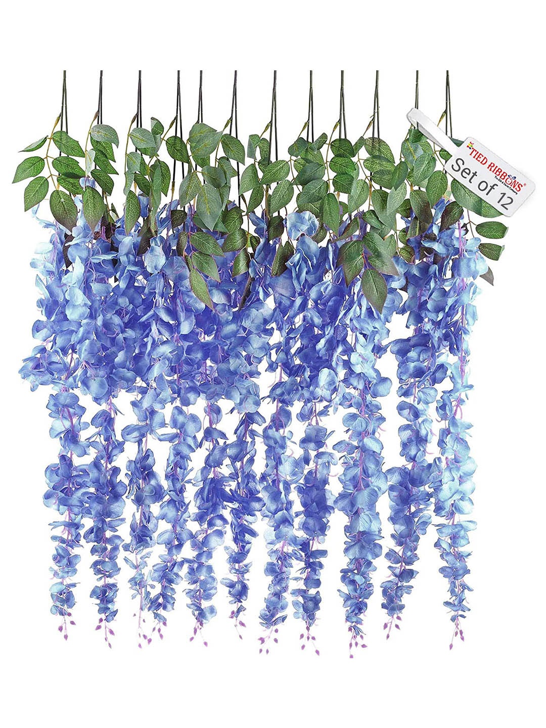 

TIED RIBBONS Set Of 12 Violet & Green Artificial Hanging Wisteria Flower-Strings