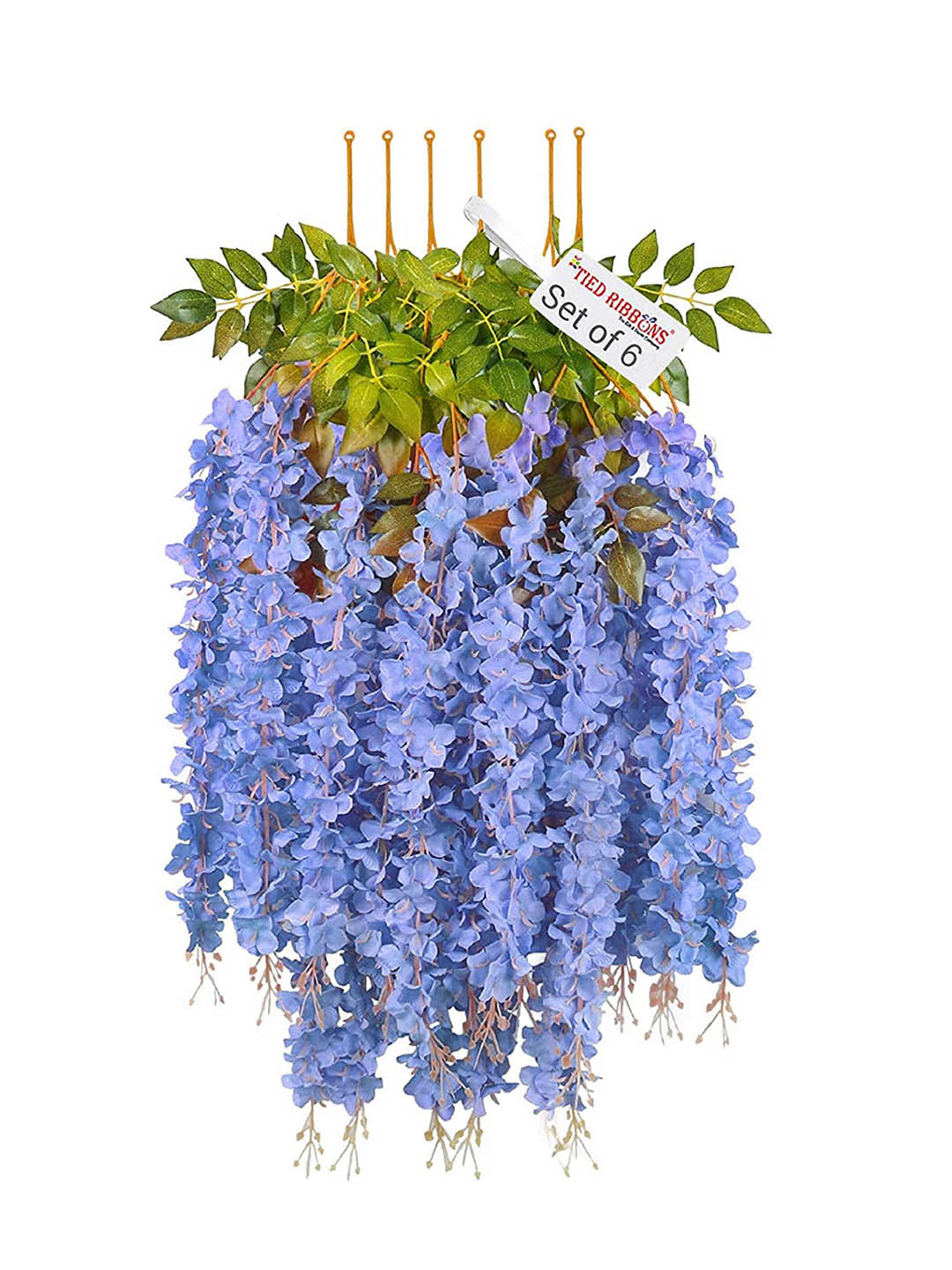 

TIED RIBBONS Set Of 6 Violet & Green Artificial Hanging Wisteria Flower-Strings