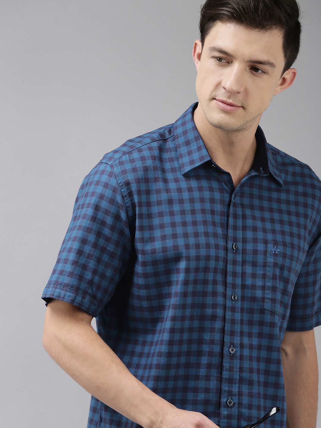

Arrow Sport Men Blue Slim Fit Checked Pure Cotton Casual Shirt