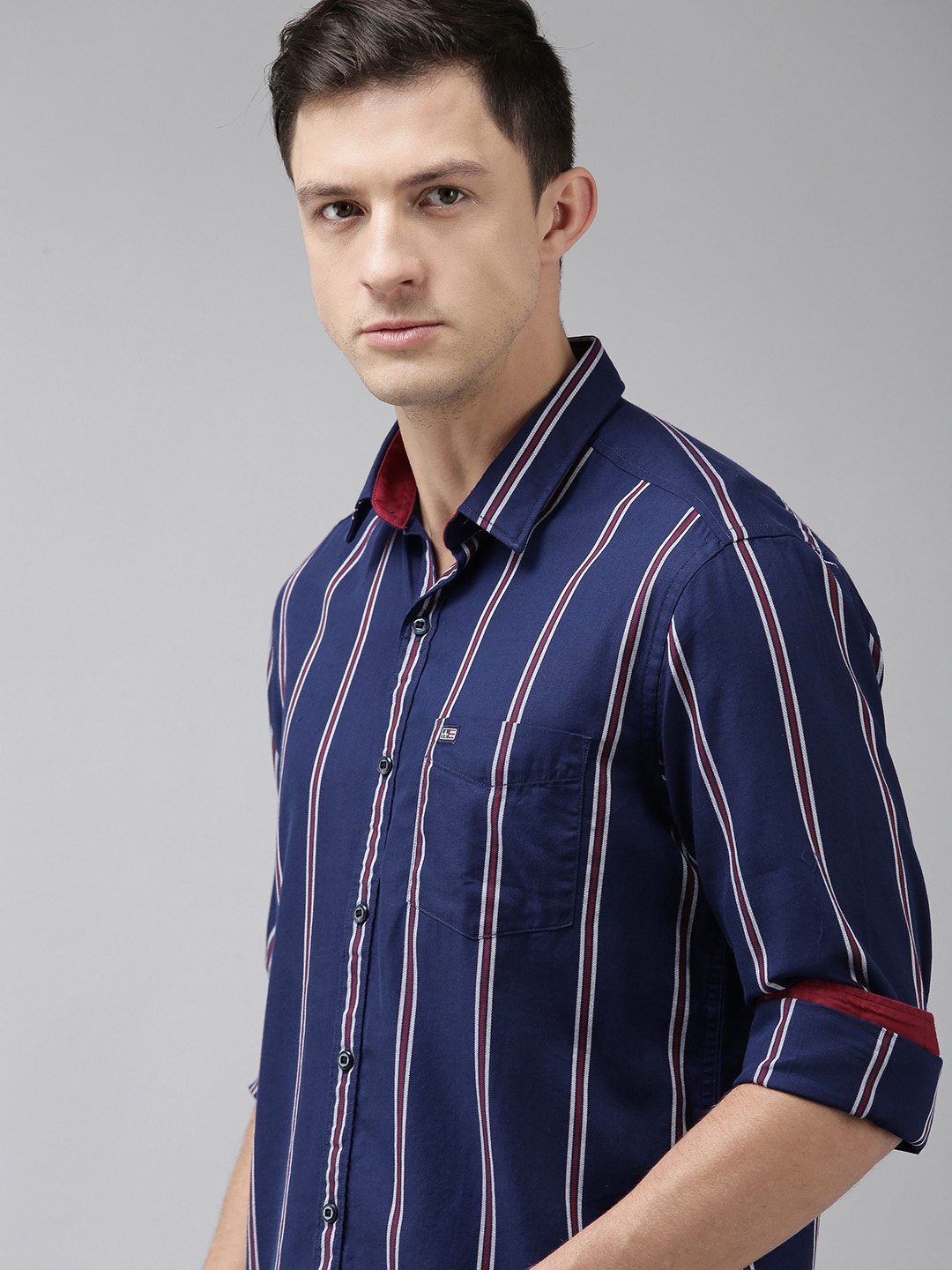 

Arrow Sport Men Blue Slim Fit Opaque Striped Formal Shirt