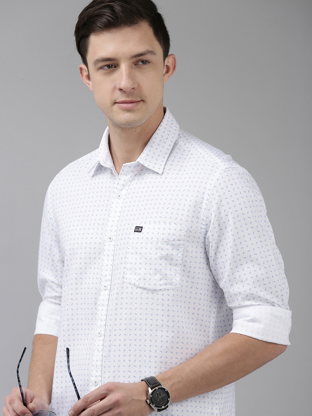 

Arrow Sport Men White Slim Fit Opaque Geometric Printed Formal Shirt