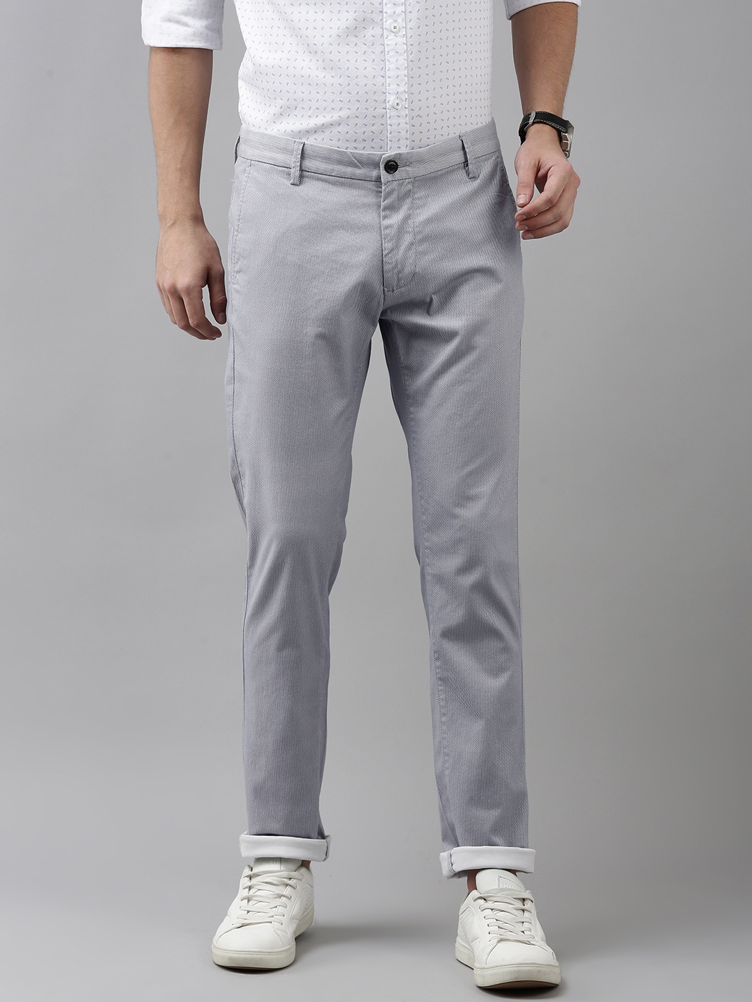 

Arrow Sport Men Grey Solid Bronnson Slim Fit Easy Wash Trousers