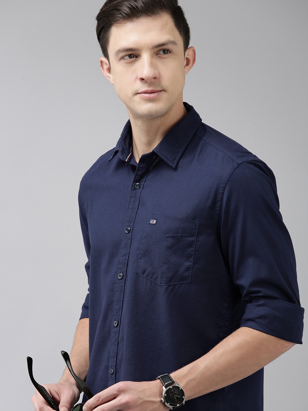

Arrow Sport Men Navy Blue Slim Fit Solid Pure Cotton Casual Shirt