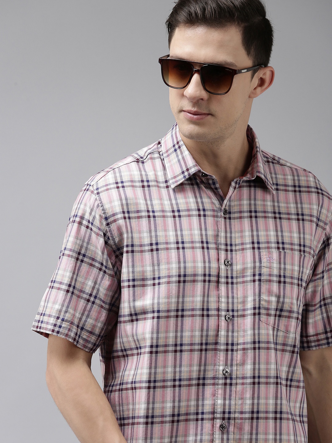 

Arrow Sport Men Pink & Blue Checked Library Classic Regular Fit Pure Cotton Casual Shirt