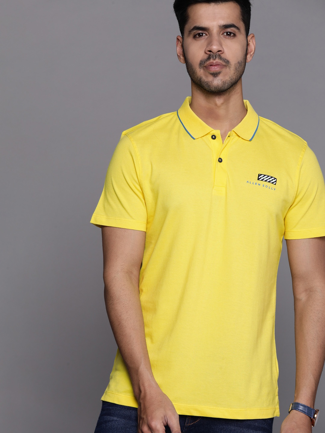 

Allen Solly Tribe Men Yellow Cotton Polo Collar T-shirt