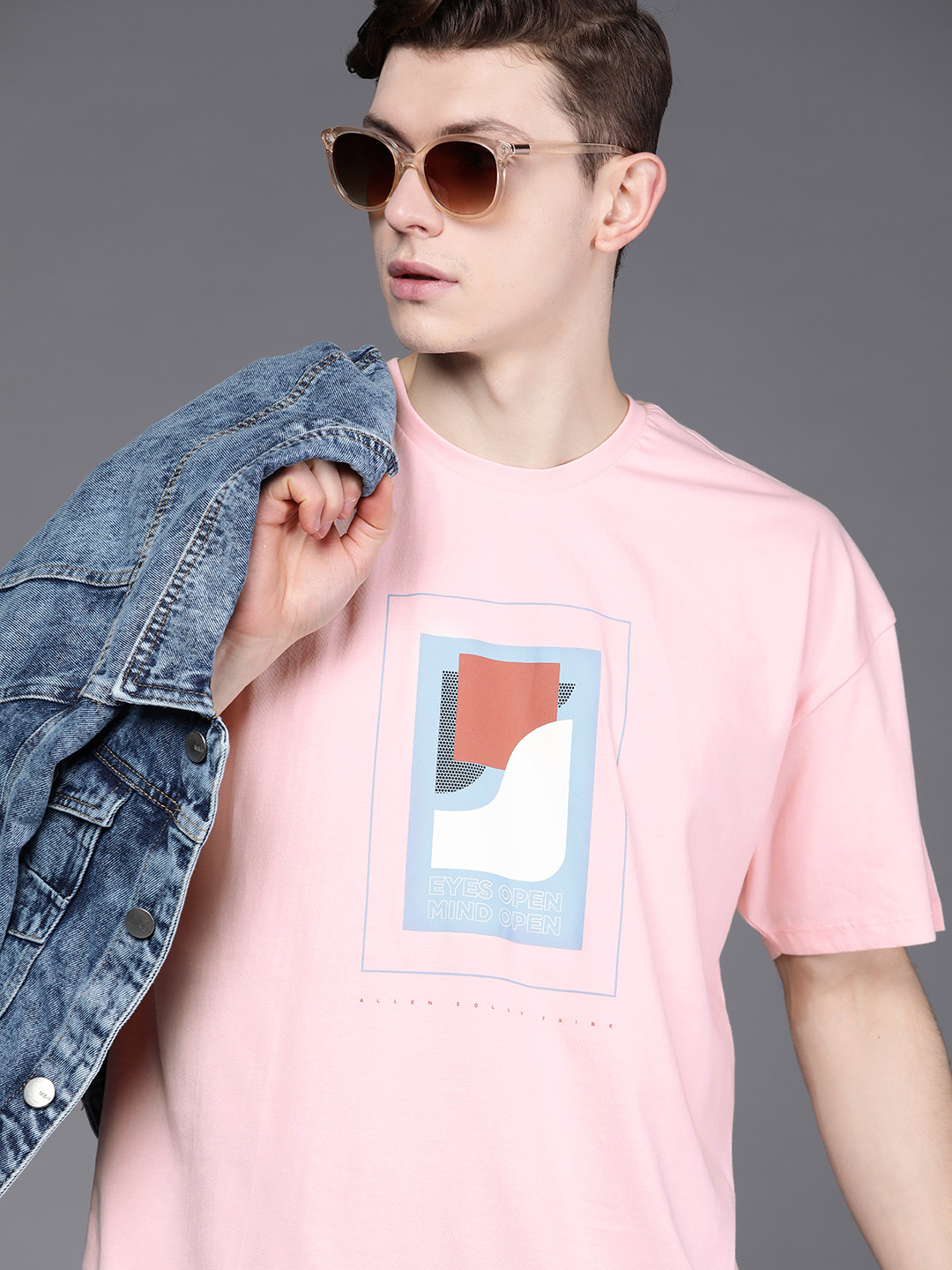 

Allen Solly Tribe Men Pink Printed Pure Cotton T-shirt