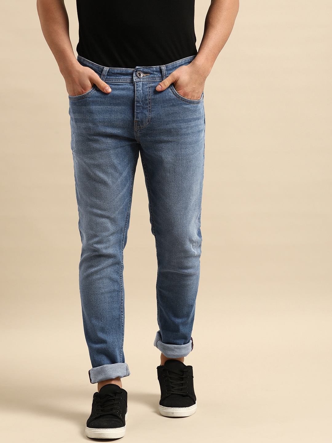 

Being Human Men Blue Slim Fit Low Distress Heavy Fade Stretchable Jeans