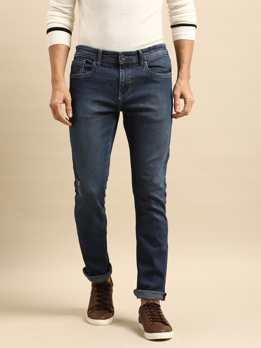 

Being Human Men Blue Slim Fit Low Distress Light Fade Stretchable Jeans