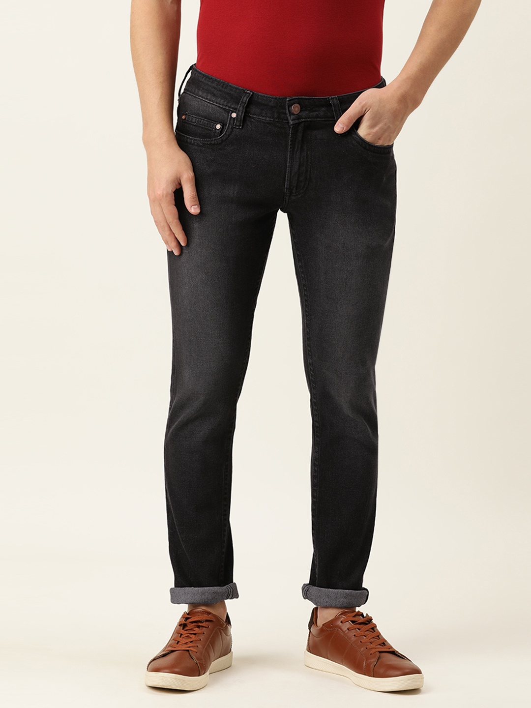 

PETER ENGLAND UNIVERSITY Men Grey Skinny Fit Light Fade Stretchable Jeans