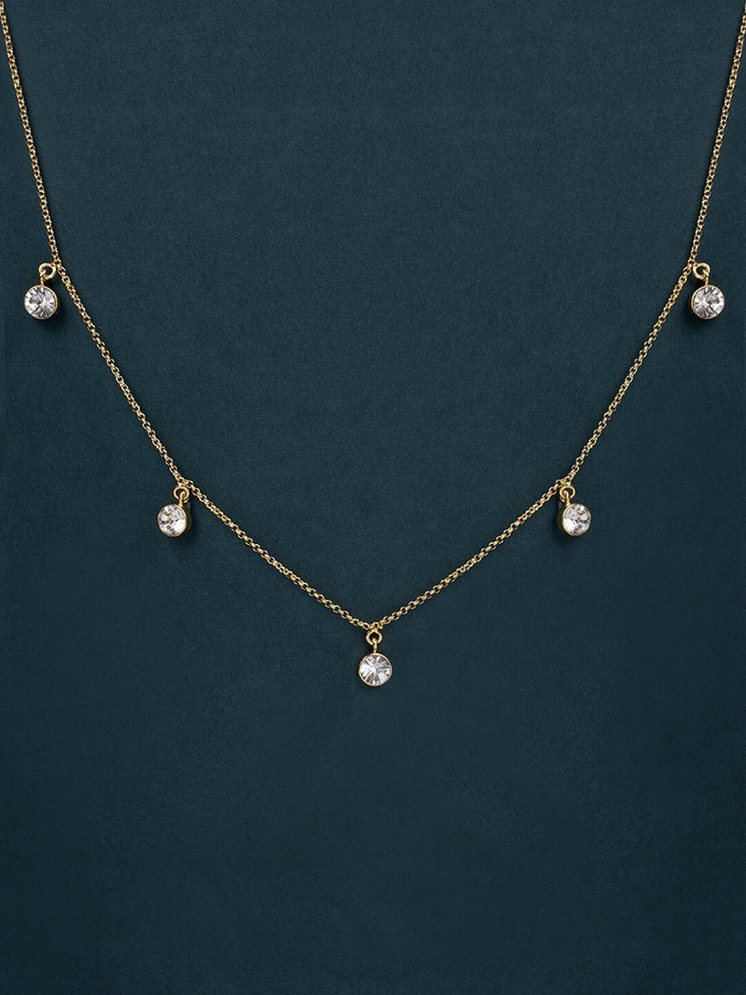 

Mikoto by FableStreet Gold-Toned & White Cubic Zirconia Studded Necklace