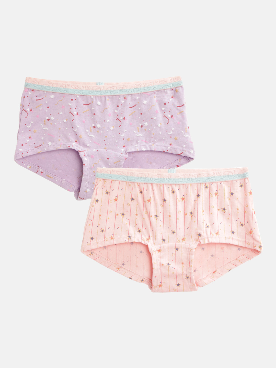 

Jockey Girls Pack Of 2 Super Combed Cotton Printed Shorts With Ultrasoft Waistband - FG05, Assorted