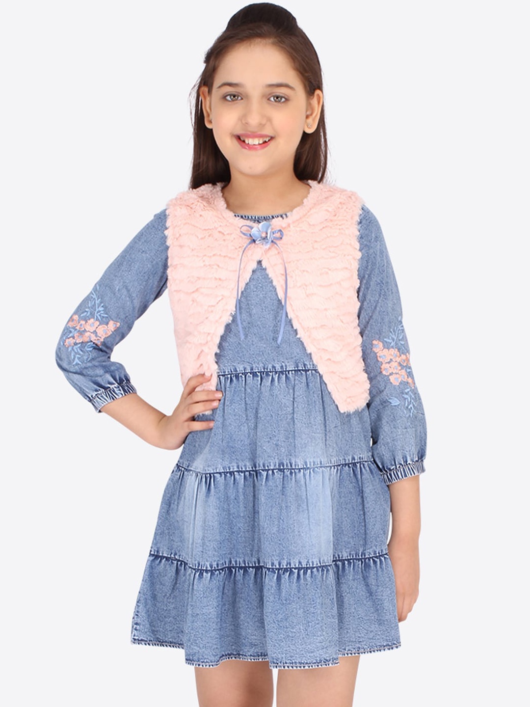 

CUTECUMBER Blue Denim A-Line Dress