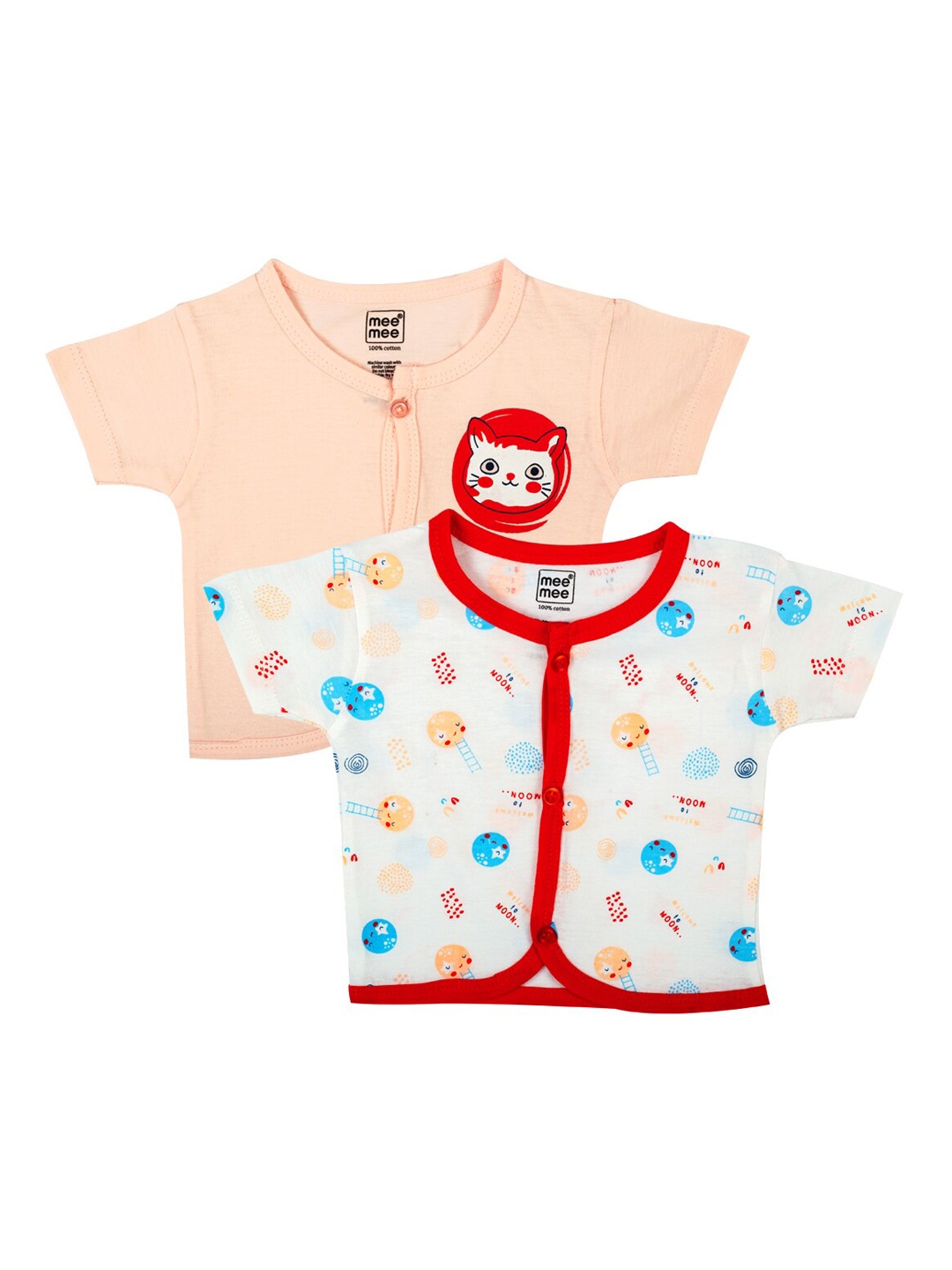 

MeeMee Kids Multicoloured Pack of 2 Printed Full Sleeved Innerwear Vests, Peach