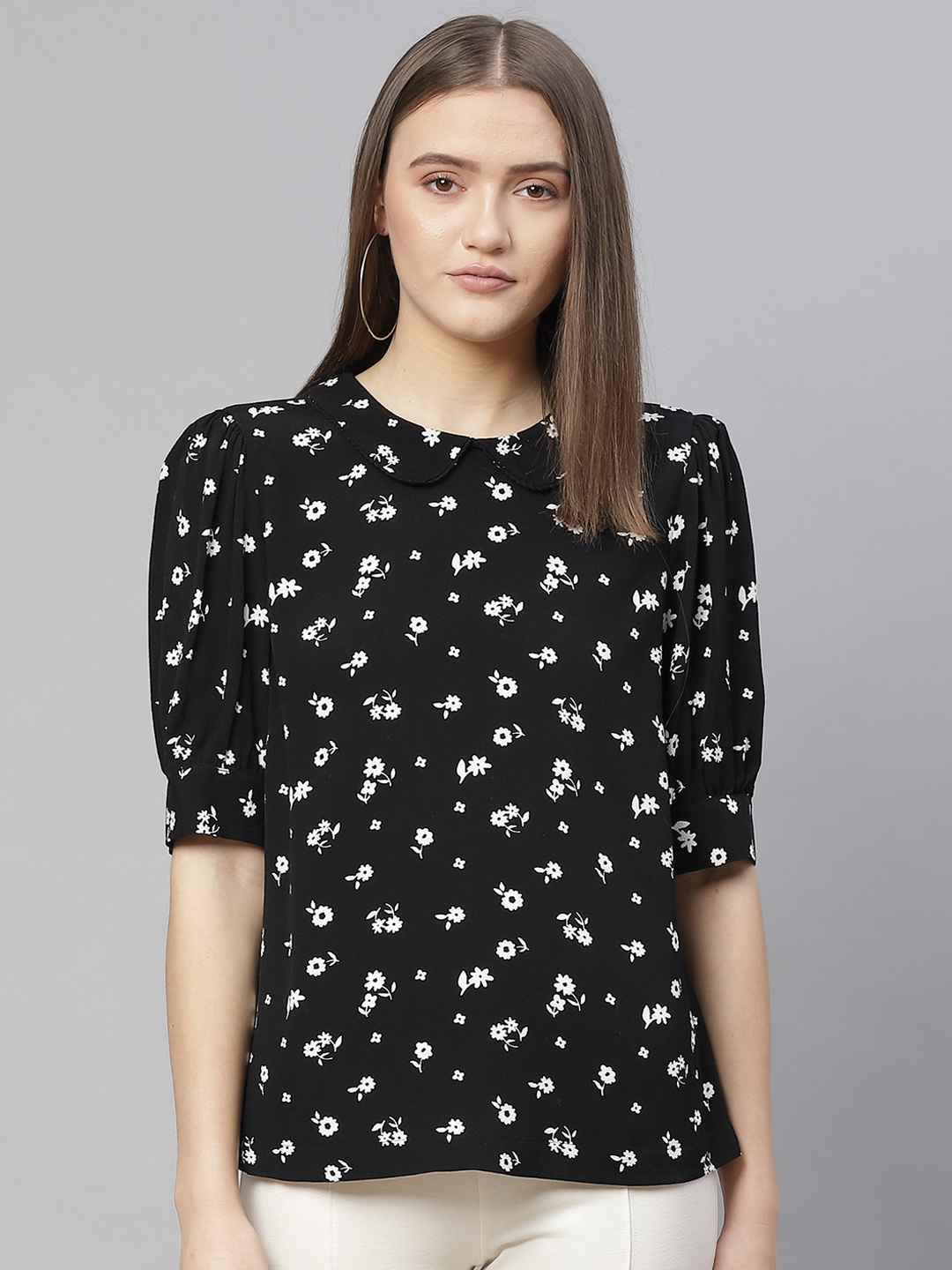 

Marks & Spencer Black Floral Regular Top