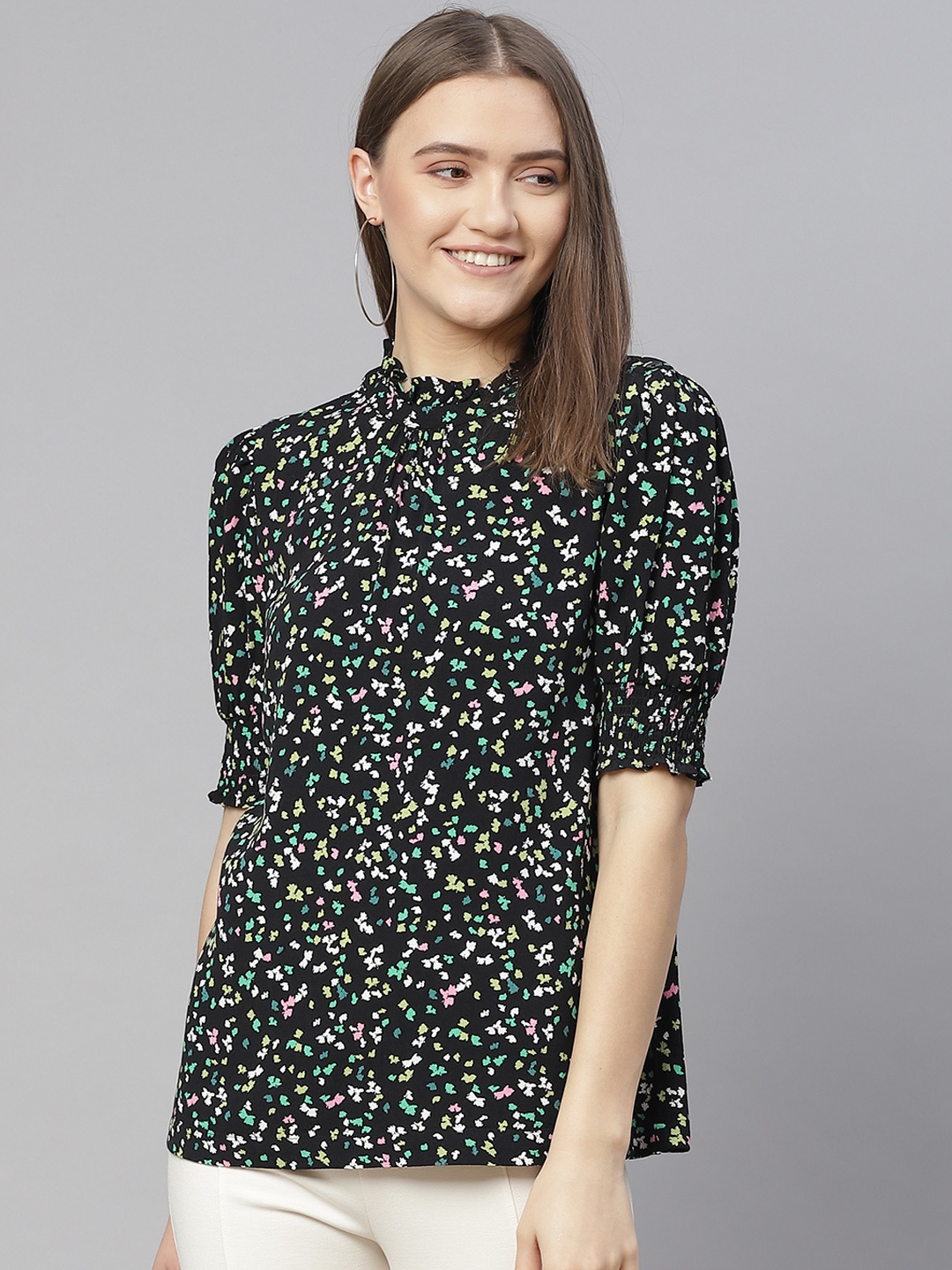 

Marks & Spencer Women Black Printed Regular Top