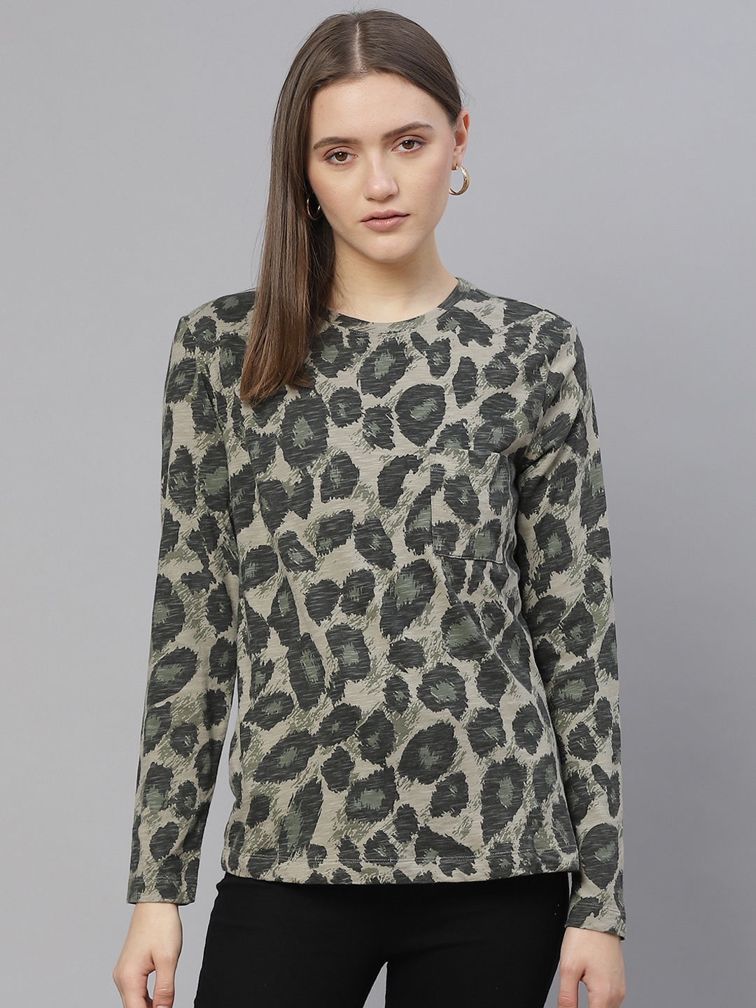 

Marks & Spencer Grey & Green Regular Top