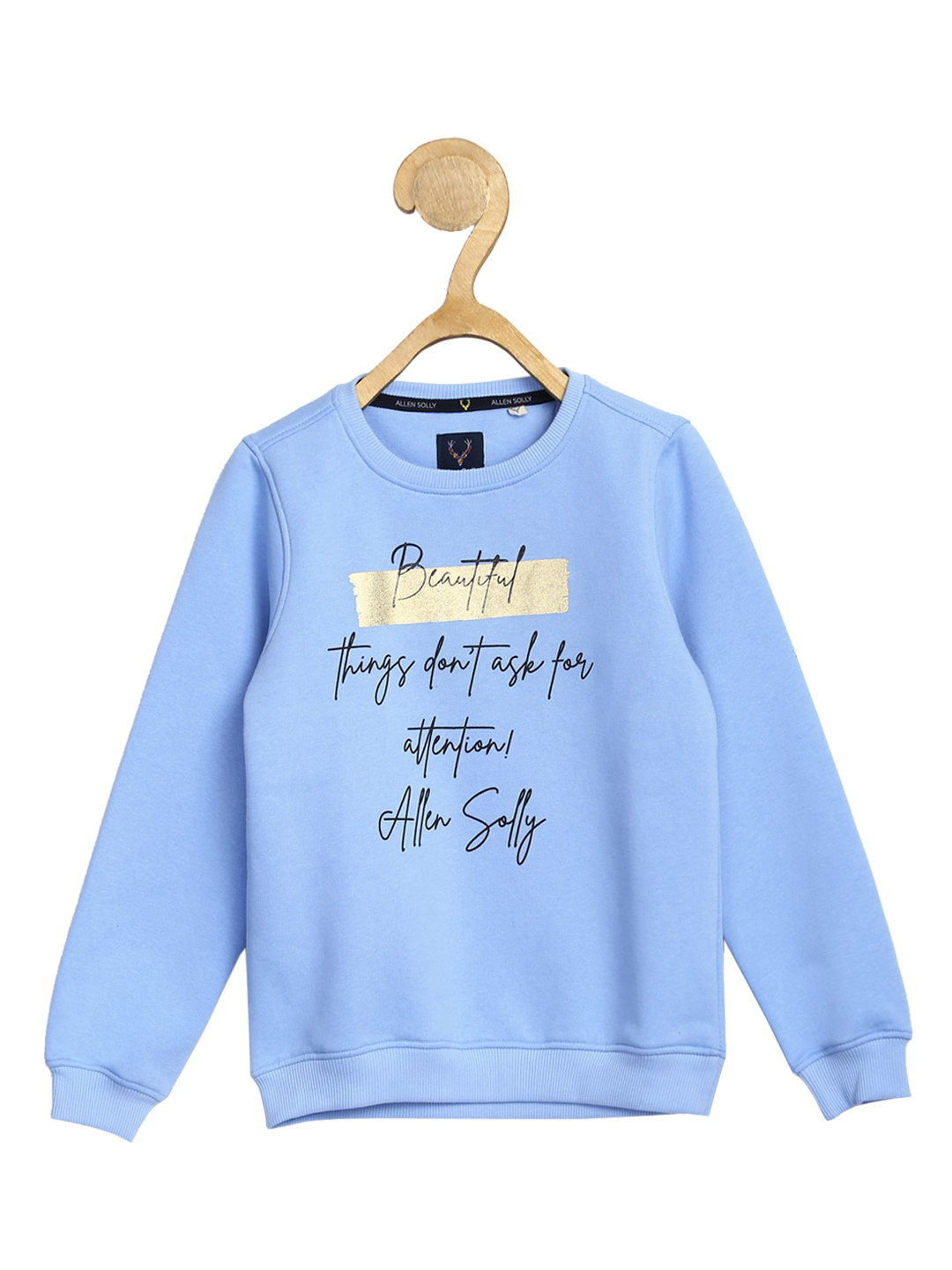 

Allen Solly Junior Girls Blue & Black Typography Printed Sweatshirt